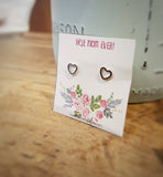 Heart Shaped Earrings - Ready to Ship for Mother's Day - Silver or Rose Gold