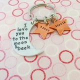 I Love You To The Moon And Back - Moon and Stars Key chain or Necklace