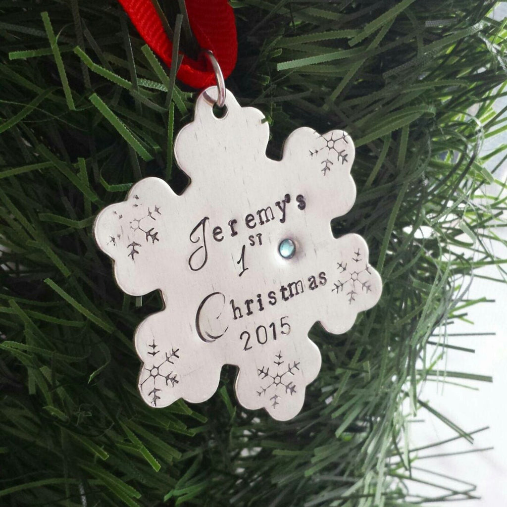 First anniversary store christmas ornaments