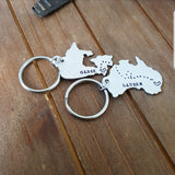 Australia - USA - Canada - Italy Long Distance Love and Friendship Map Key Chains