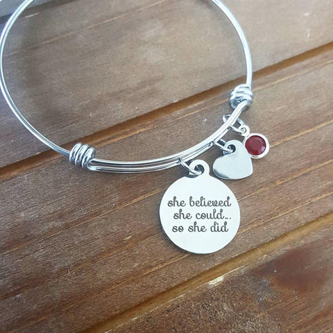 She Believed She Could So She Did Bangle Bracelet