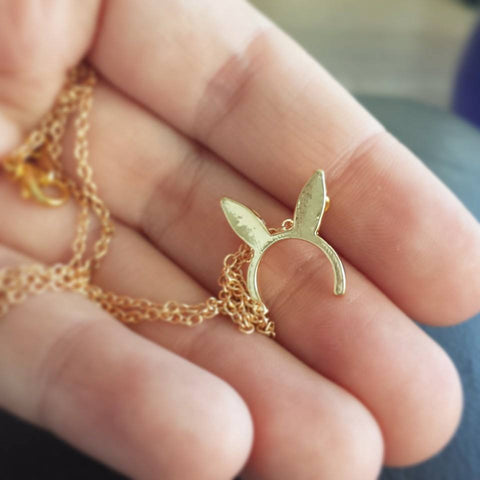 Bunny Ear Necklace in Gold or Silver