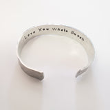 Secret Message Hammered Cuff Bracelet - 1/2 inch Perfect For Stacking