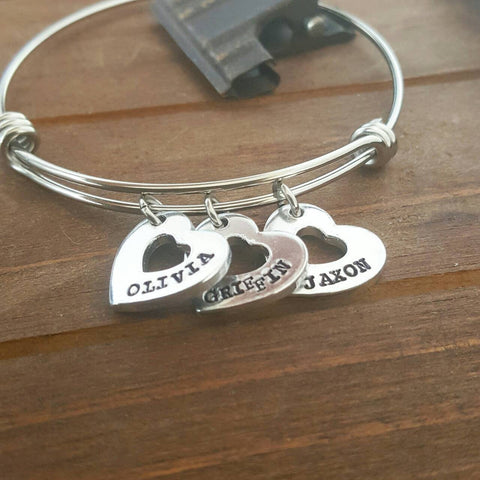 Mommy Heart Shaped Charm Bracelet - Add as many Hearts as you Want!