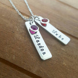Vertical Bar Necklace - Add Disks and Birthstones