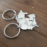 Australia - USA - Canada - Italy Long Distance Love and Friendship Map Key Chains