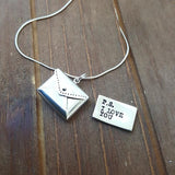 P. S. I love you Sterling Silver Envelope and Card Necklace